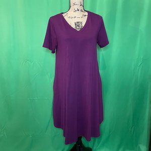 Zenana Short Sleeve Round Neck Pocket Flared A-Line Long Tunic Top Cotton Dress
